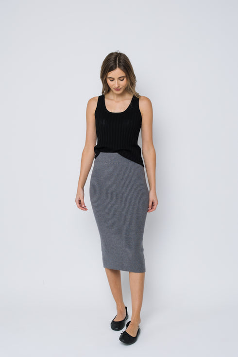 Lynne-Rib Knit Midi Skirt